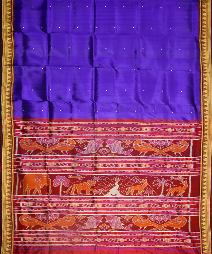 Ink blue french puce silk handwoven khandua saree