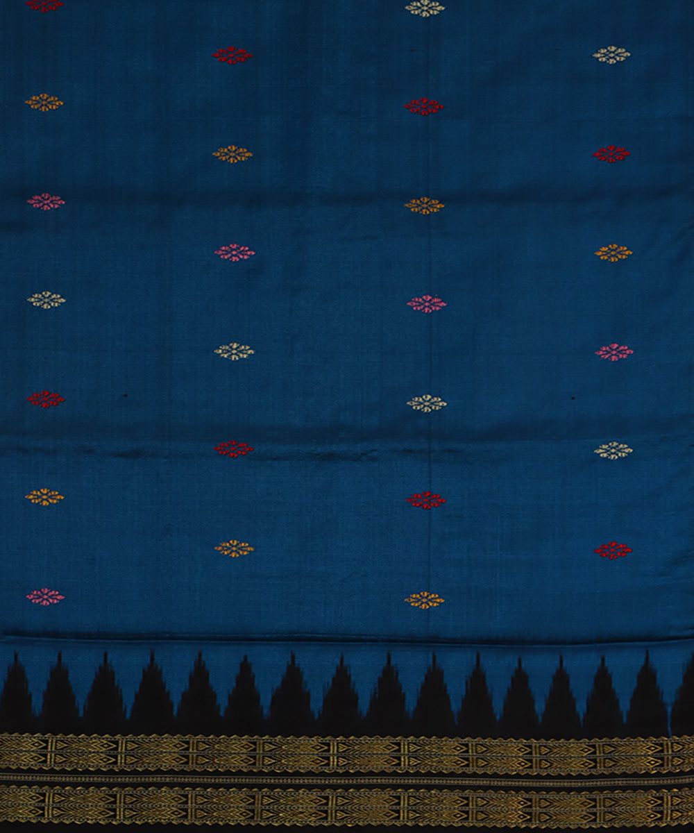 Denim blue black silk handwoven bomkai saree