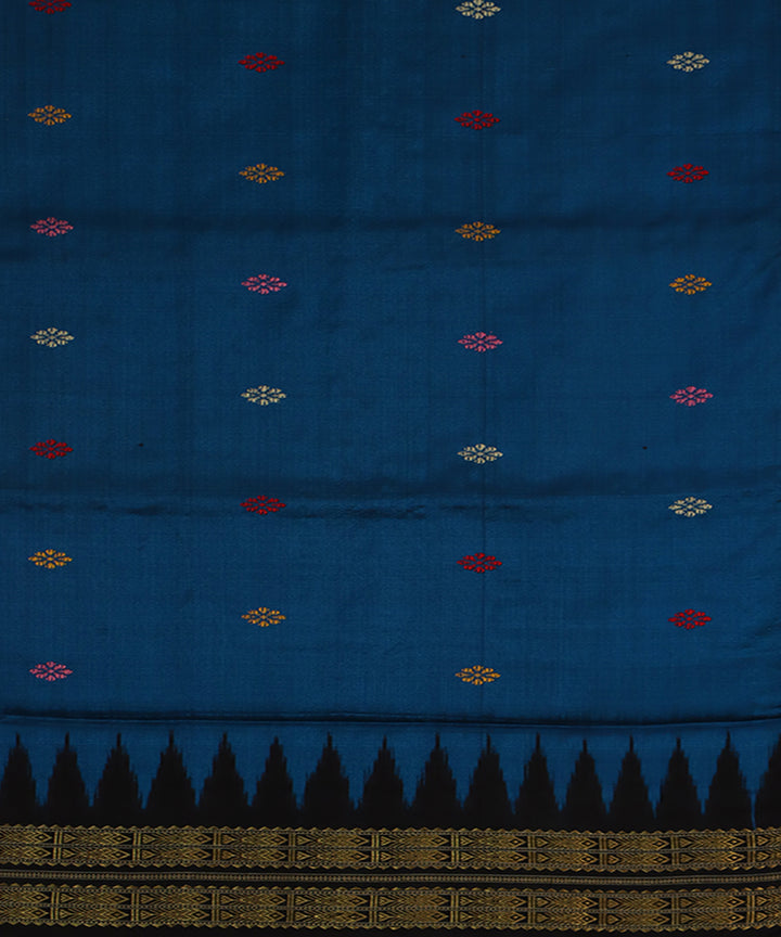 Denim blue black silk handwoven bomkai saree