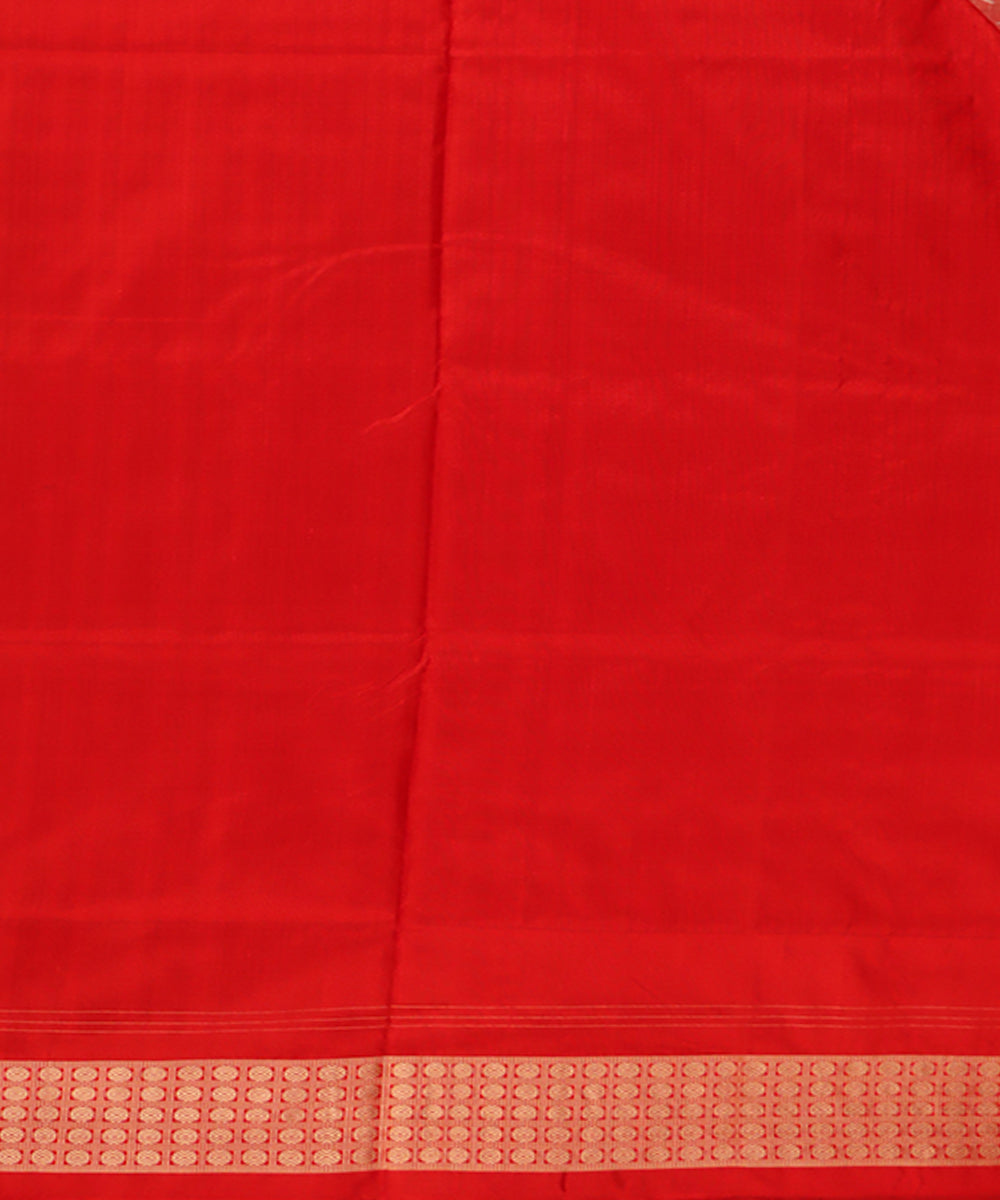 Coral pink red silk handwoven sambalpuri saree