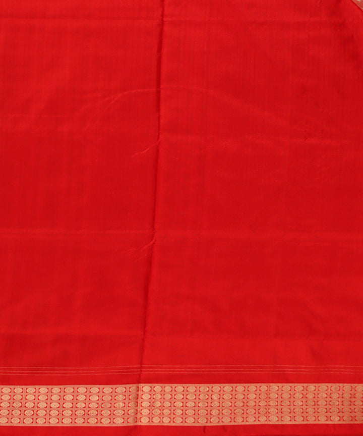 Coral pink red silk handwoven sambalpuri saree