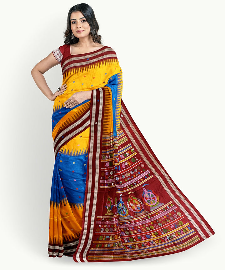 Multicolor maroon silk handwoven bomkai saree
