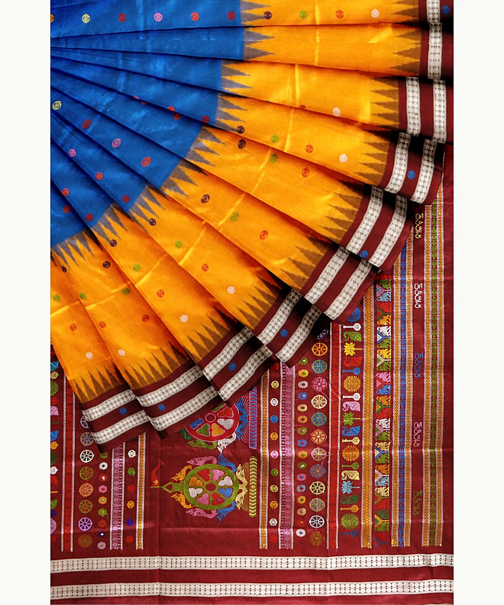 Multicolor maroon silk handwoven bomkai saree