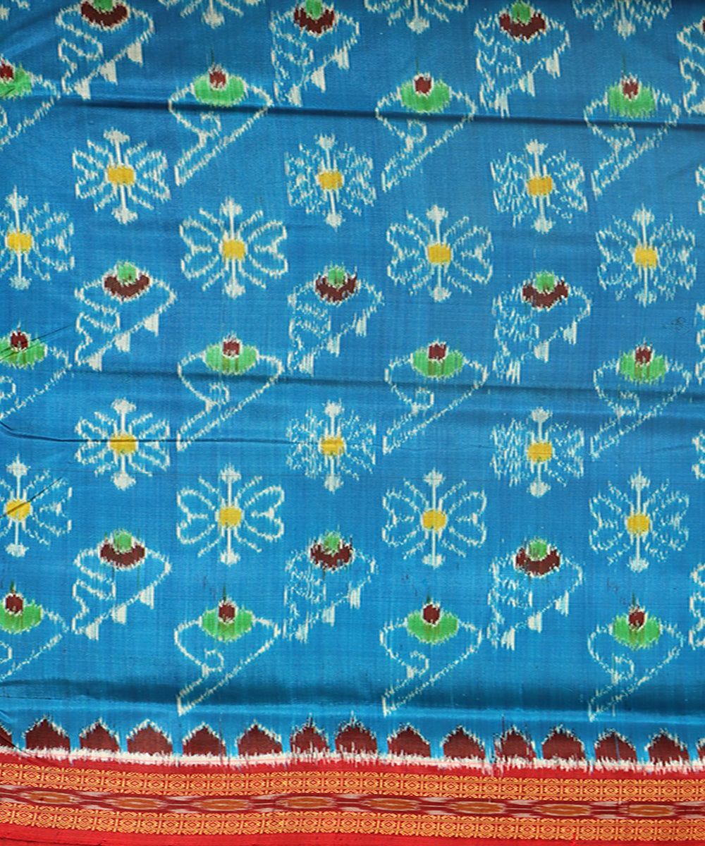 Blue maroon silk handloom khandua saree