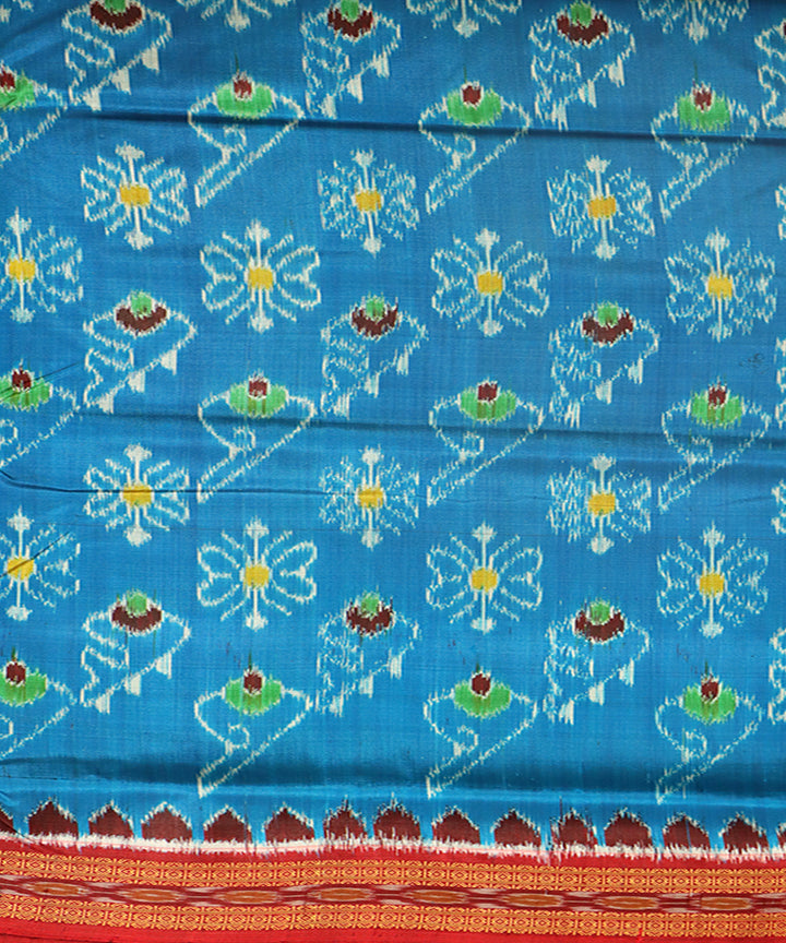 Blue maroon silk handloom khandua saree