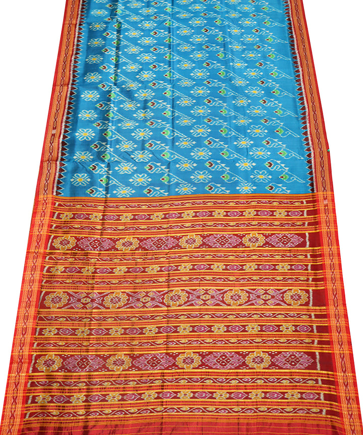 Blue maroon silk handloom khandua saree