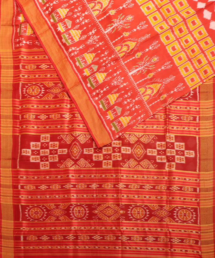 Red yellow silk handloom khandua saree
