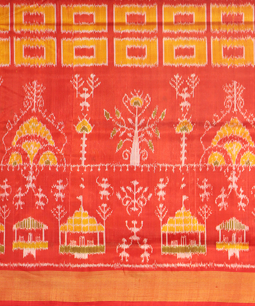 Red yellow silk handloom khandua saree