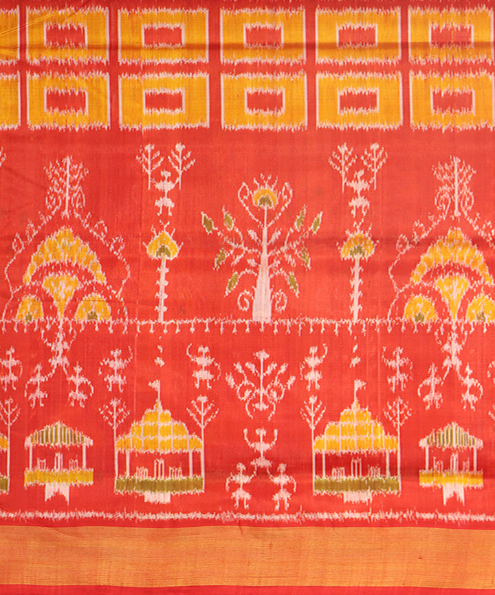 Red yellow silk handloom khandua saree