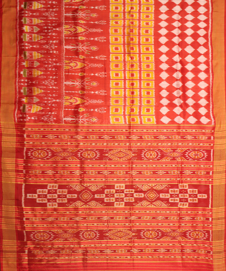 Red yellow silk handloom khandua saree