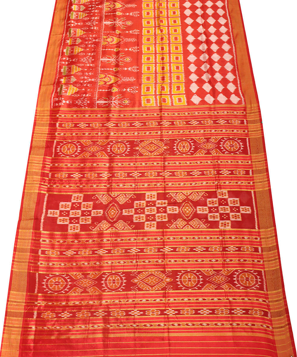 Red yellow silk handloom khandua saree