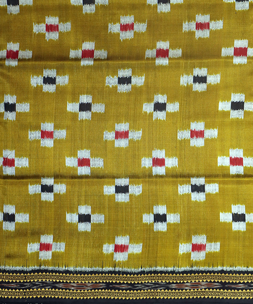 Mustard black silk patli handwoven khandua saree