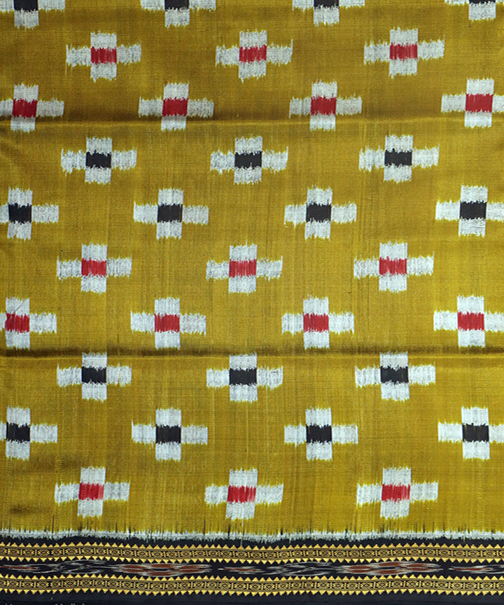 Mustard black silk patli handwoven khandua saree