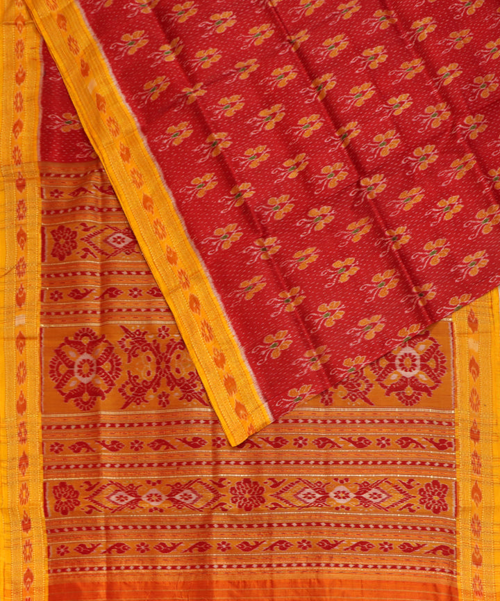 Red yellow silk handwoven khandua saree