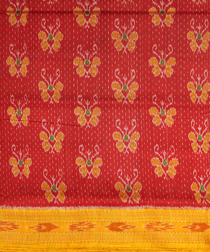 Red yellow silk handwoven khandua saree