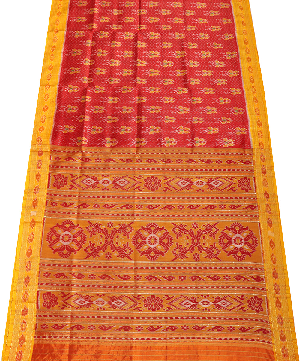 Red yellow silk handwoven khandua saree