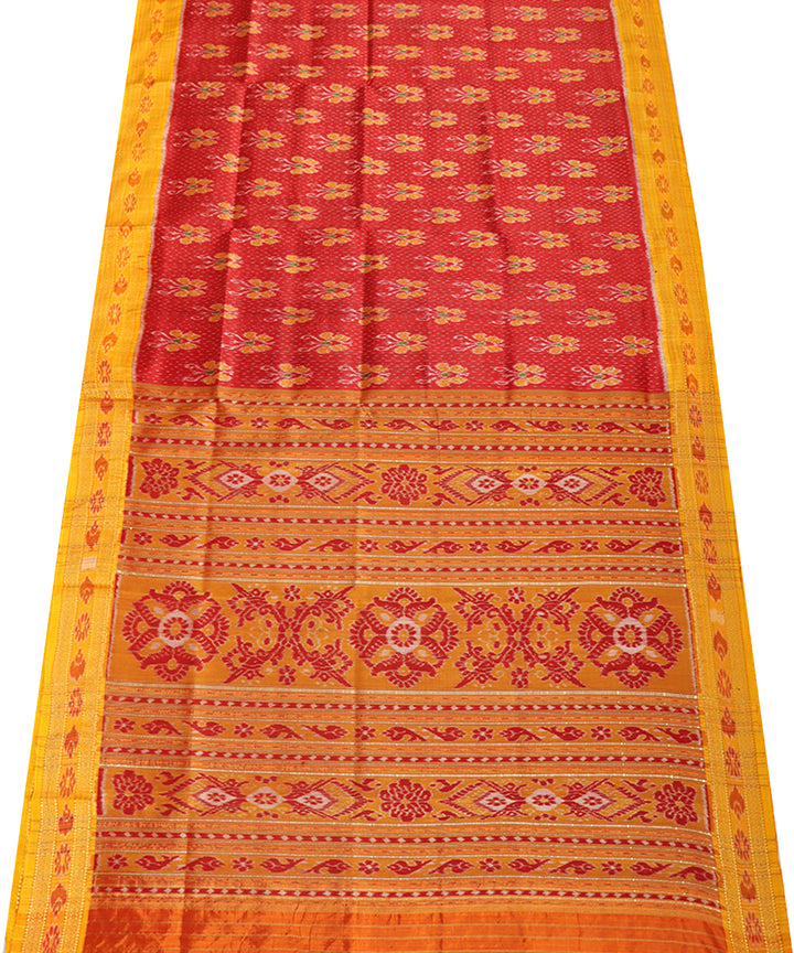 Red yellow silk handwoven khandua saree
