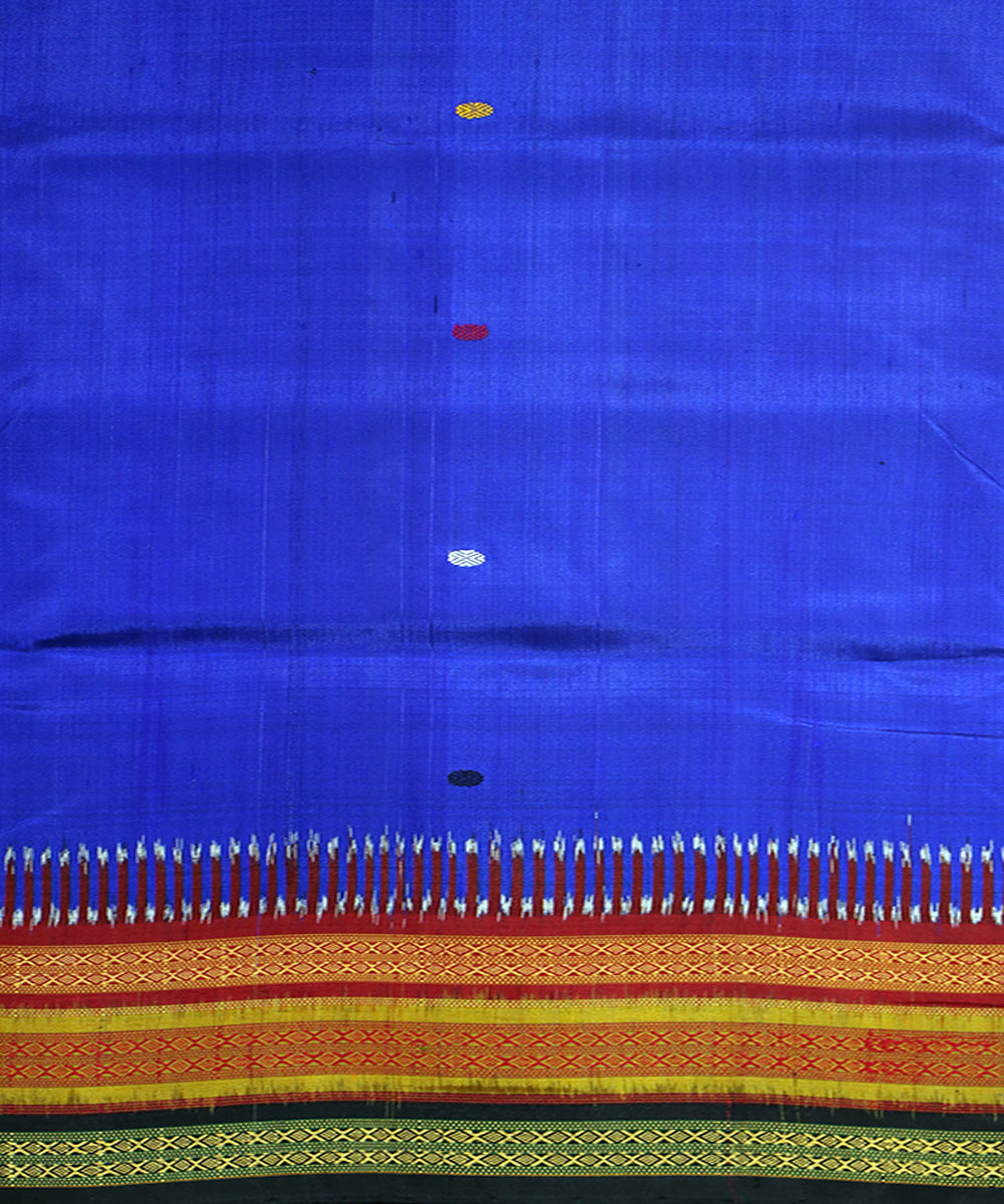 Navy blue multicolor silk handwoven khandua saree