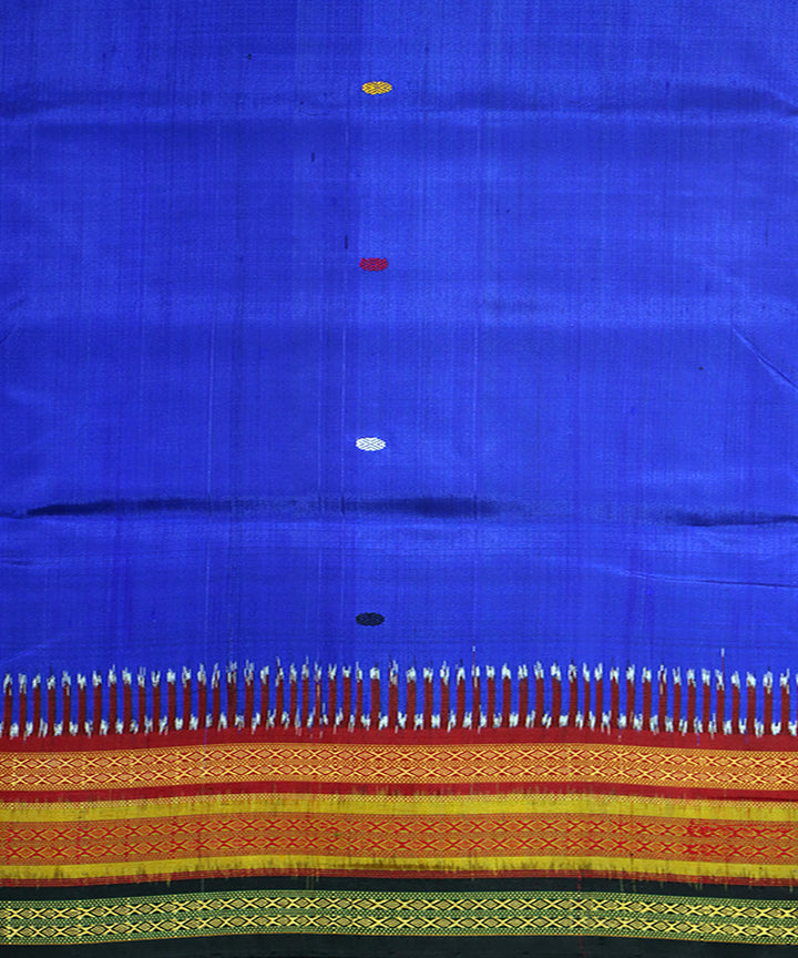 Navy blue multicolor silk handwoven khandua saree