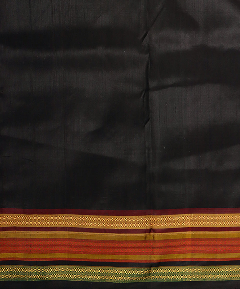 Navy blue multicolor silk handwoven khandua saree