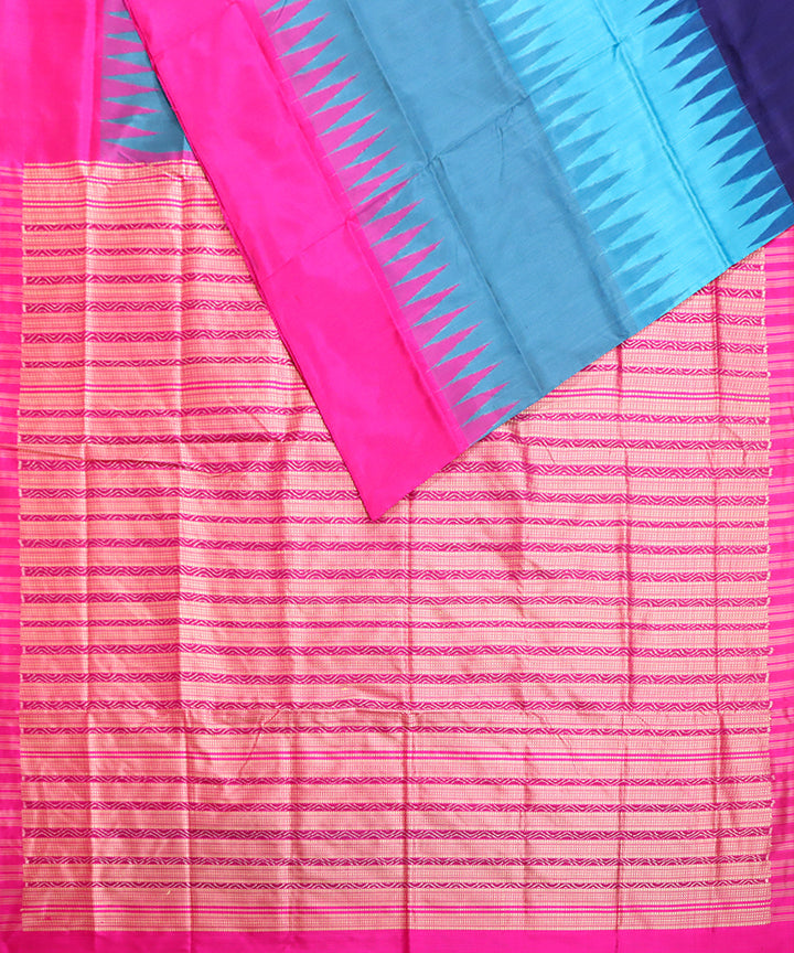 Multicolor pink silk handwoven sambalpuri saree