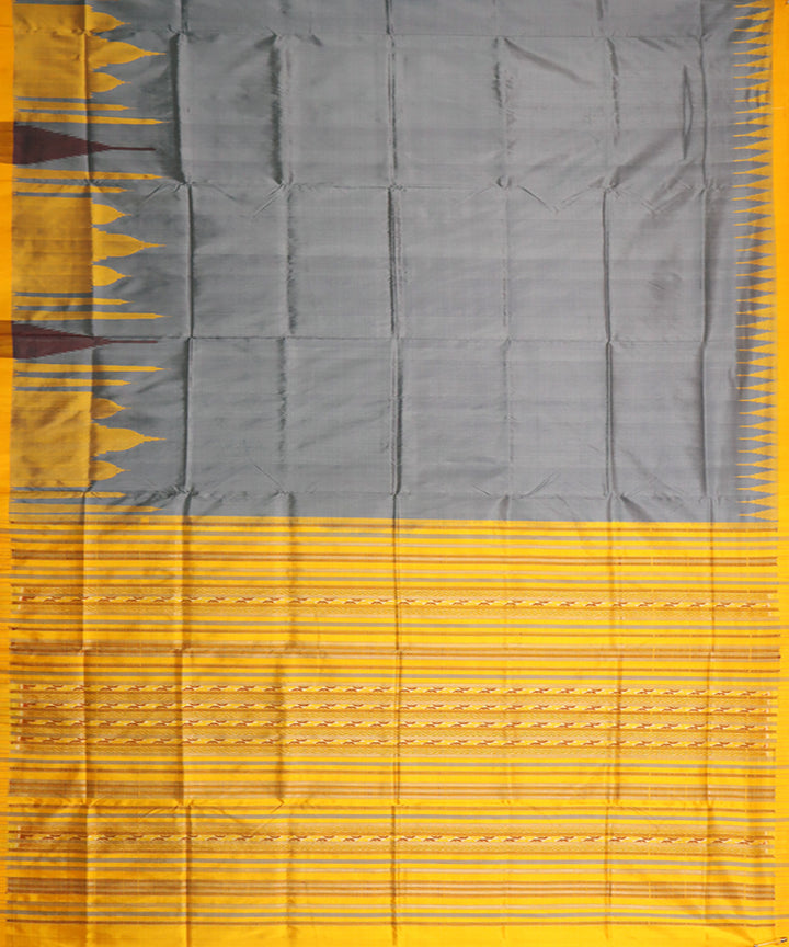 Grey yellow silk handwoven sambalpuri saree