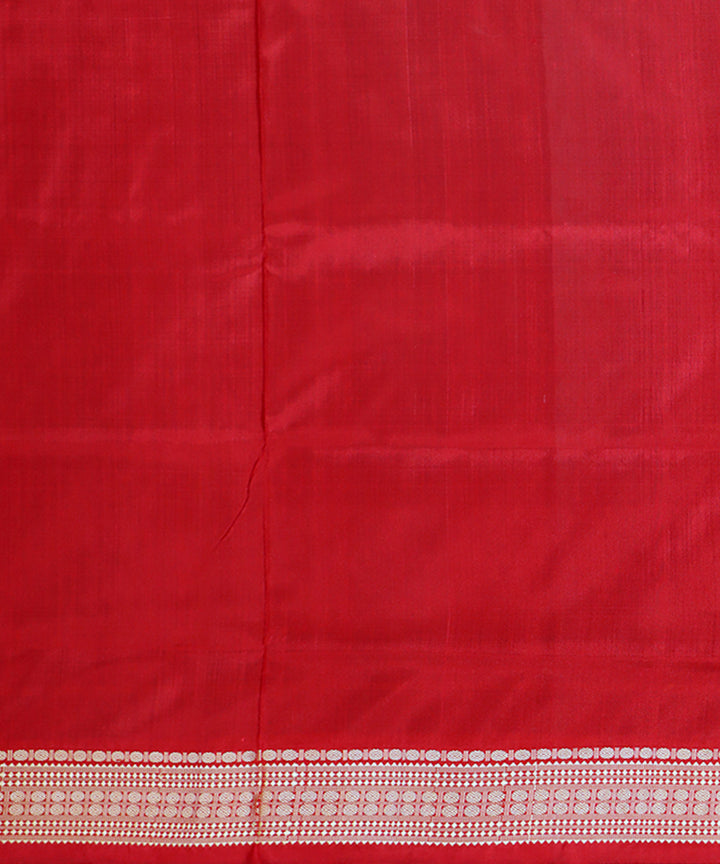 Cerulean blue red silk handwoven sambalpuri saree