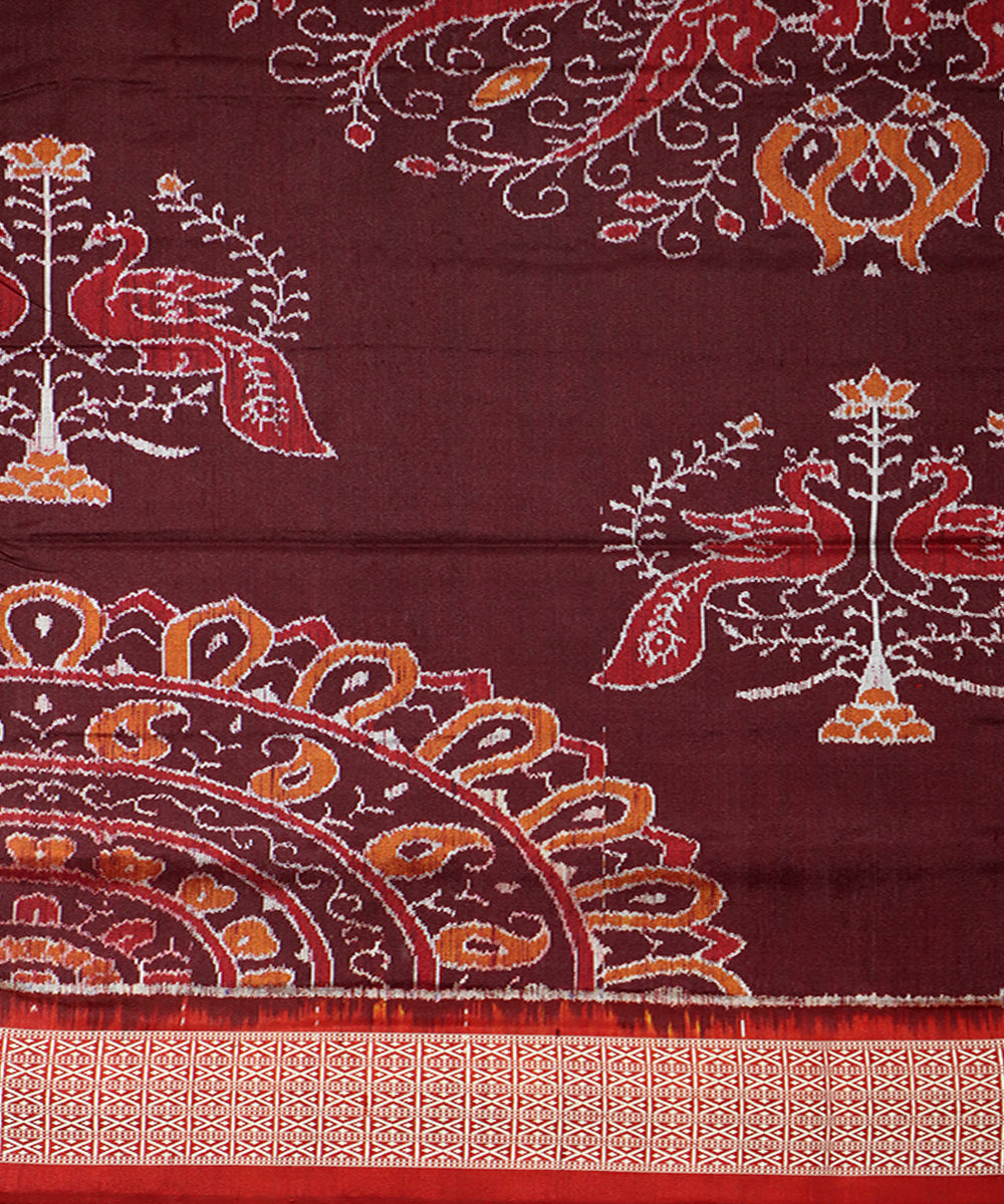 Maroon carnelian silk handwoven sambalpuri saree