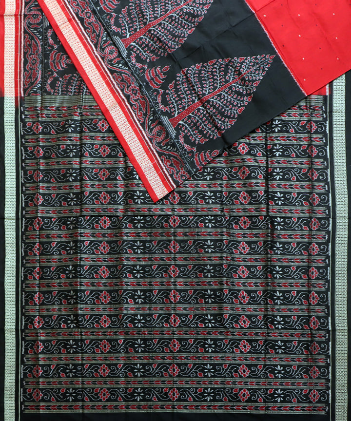 Black red silk handwoven sambalpuri saree