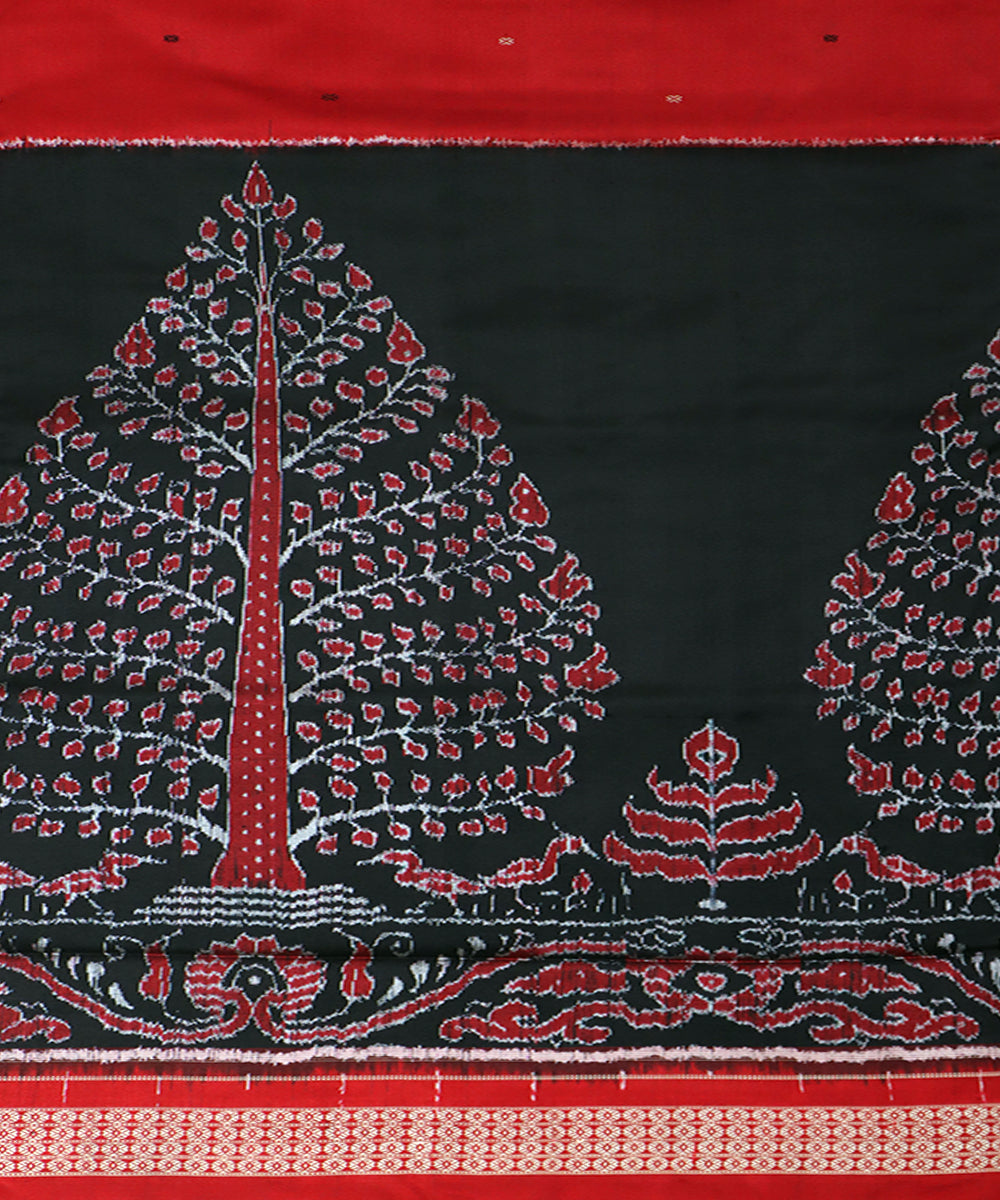 Black red silk handwoven sambalpuri saree
