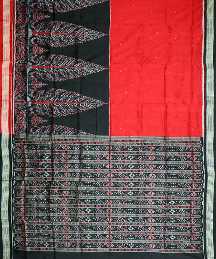 Black red silk handwoven sambalpuri saree