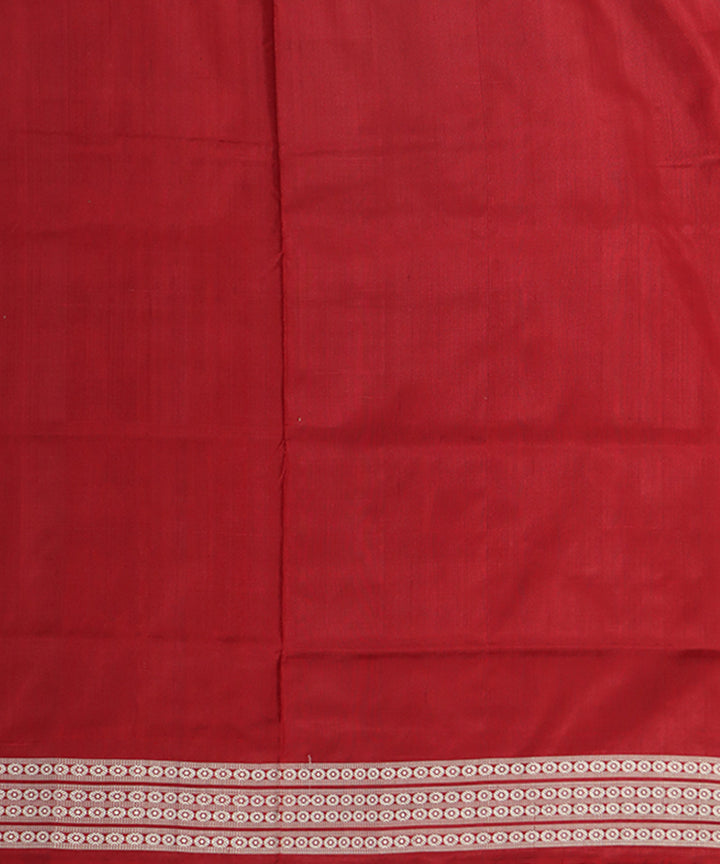 Maroon white red silk handwoven sambalpuri saree