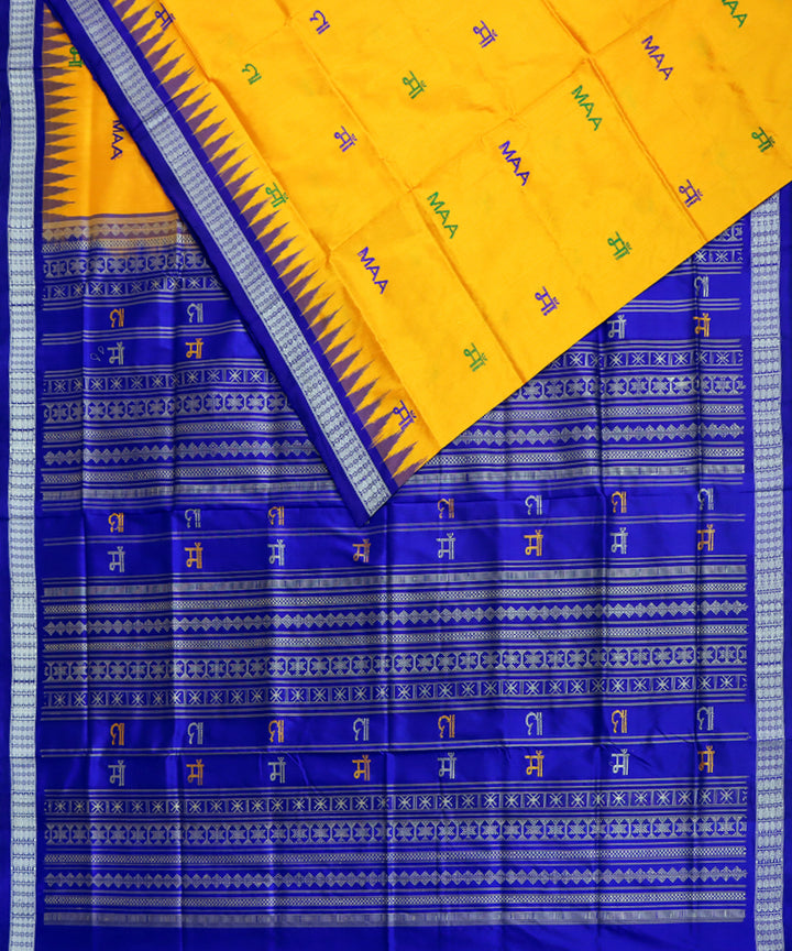Yellow blue silk handwoven bomkai saree