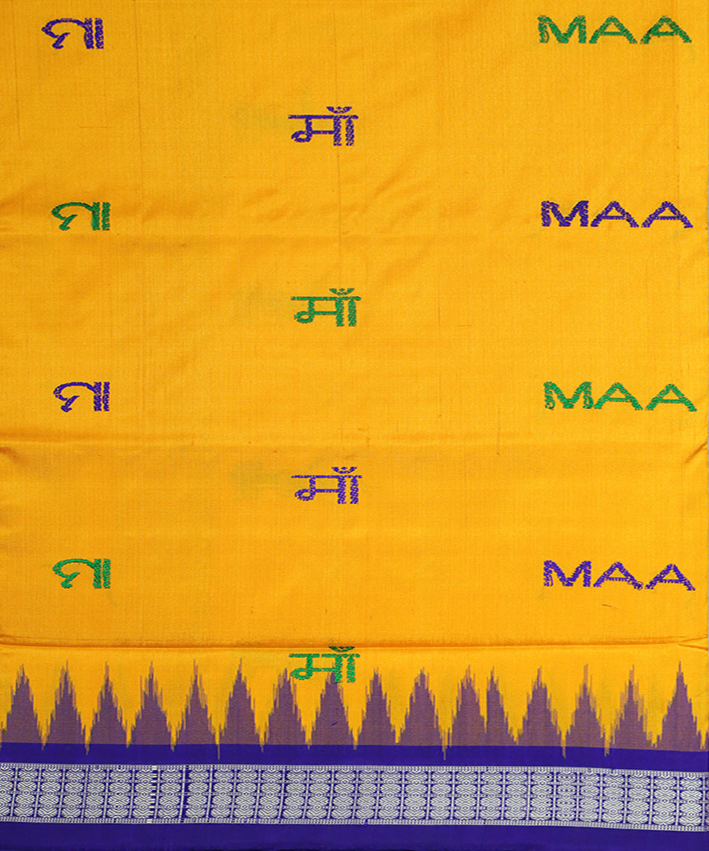 Yellow blue silk handwoven bomkai saree