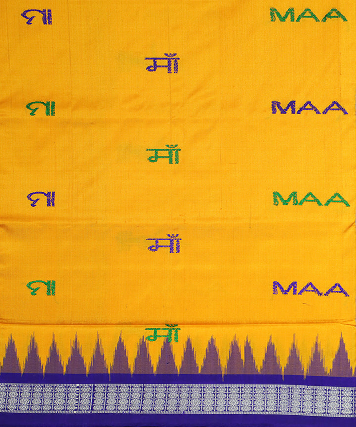 Yellow blue silk handwoven bomkai saree