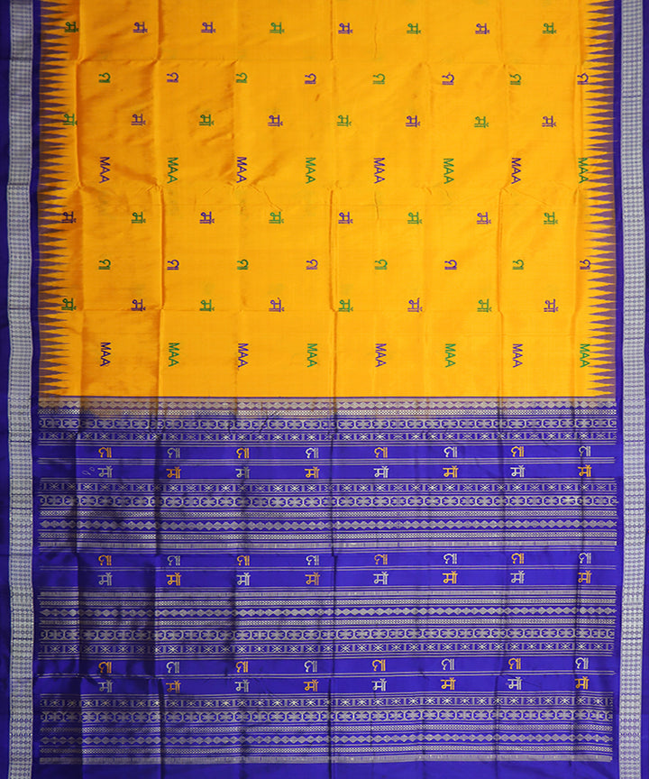 Yellow blue silk handwoven bomkai saree