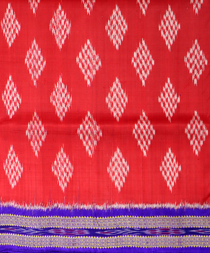 Red blue silk handwoven khandua saree