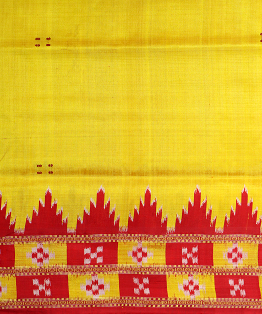 Yellow red silk handwoven khandua saree
