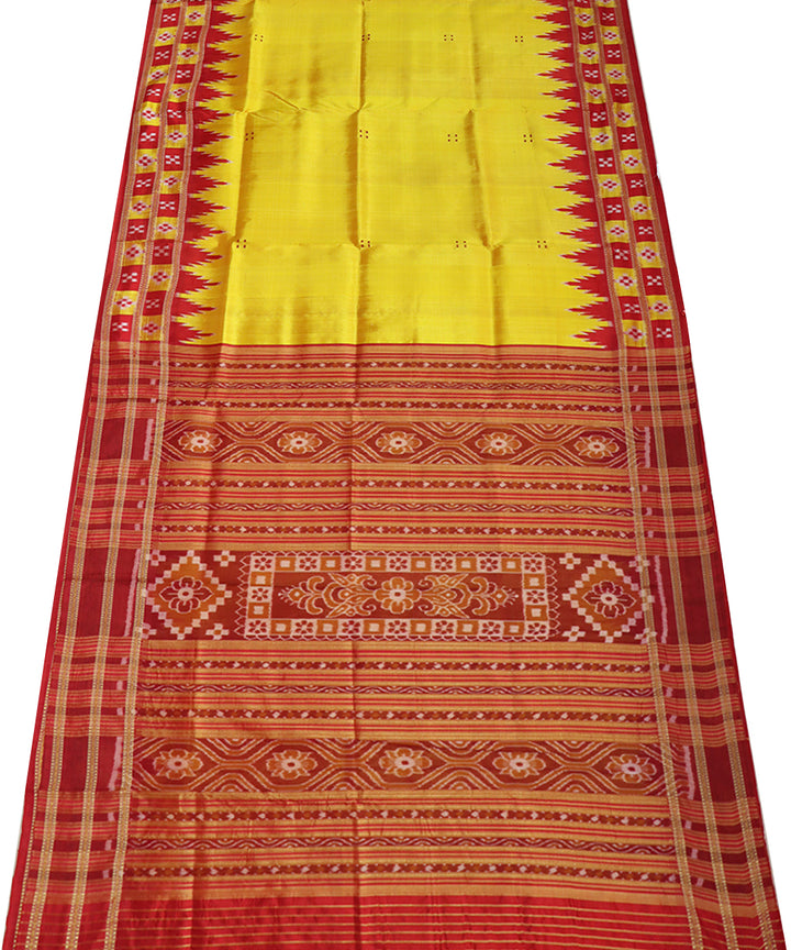 Yellow red silk handwoven khandua saree