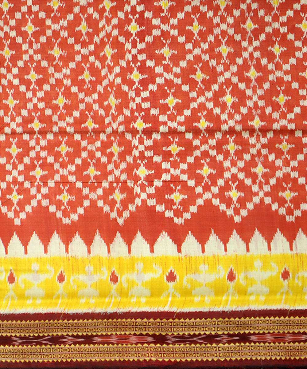 Cinnabar maroon silk handwoven khandua saree