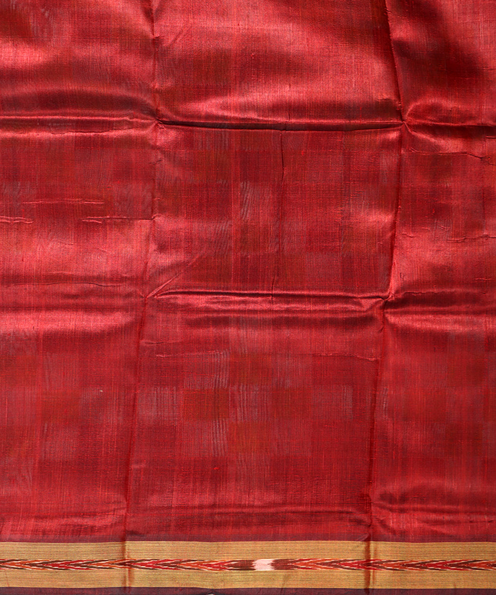 Maroon yellow silk handwoven khandua saree