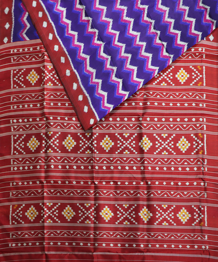 Multicolor maroon silk handwoven khandua saree