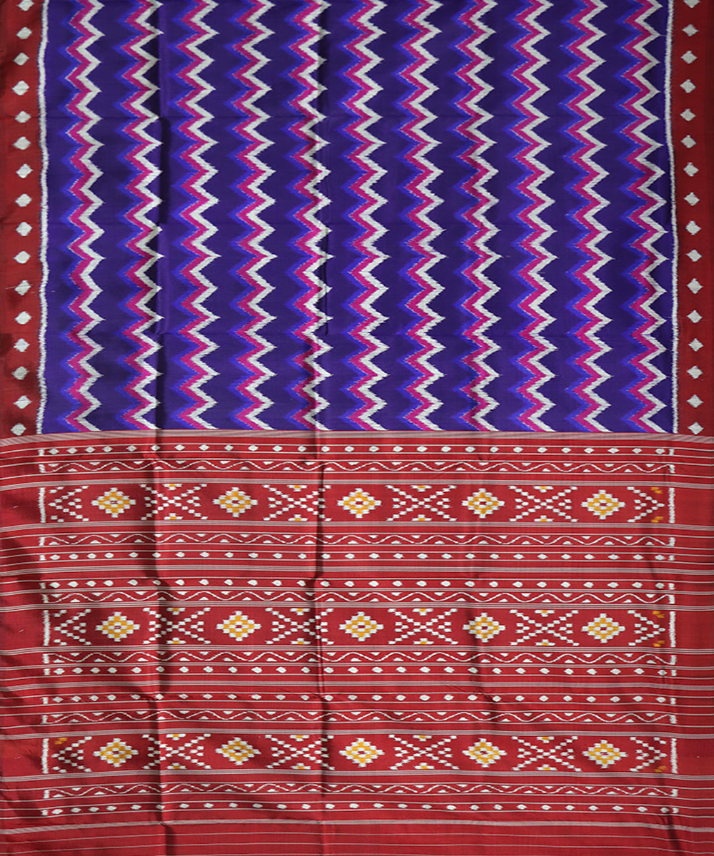 Multicolor maroon silk handwoven khandua saree