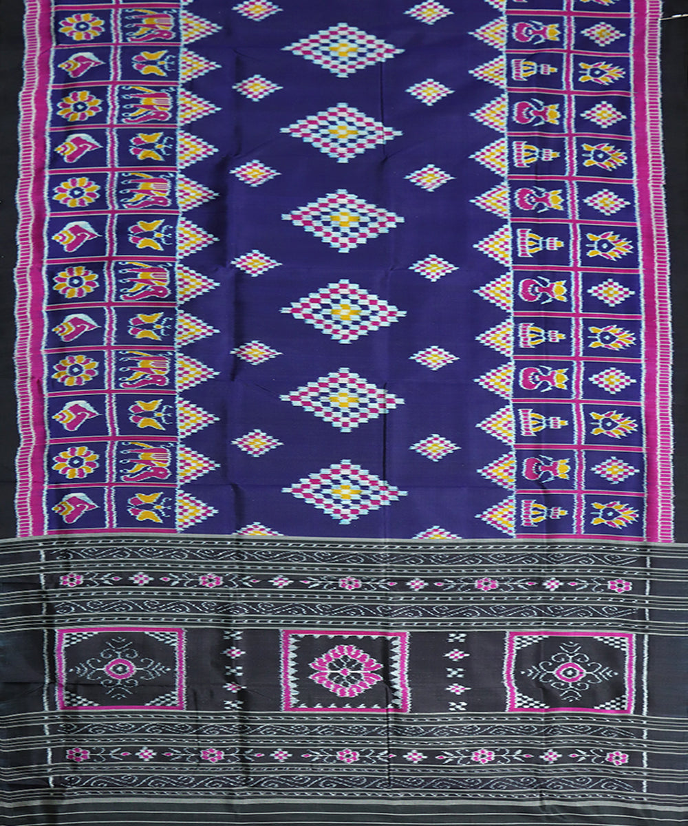 Multicolor black silk handwoven khandua saree