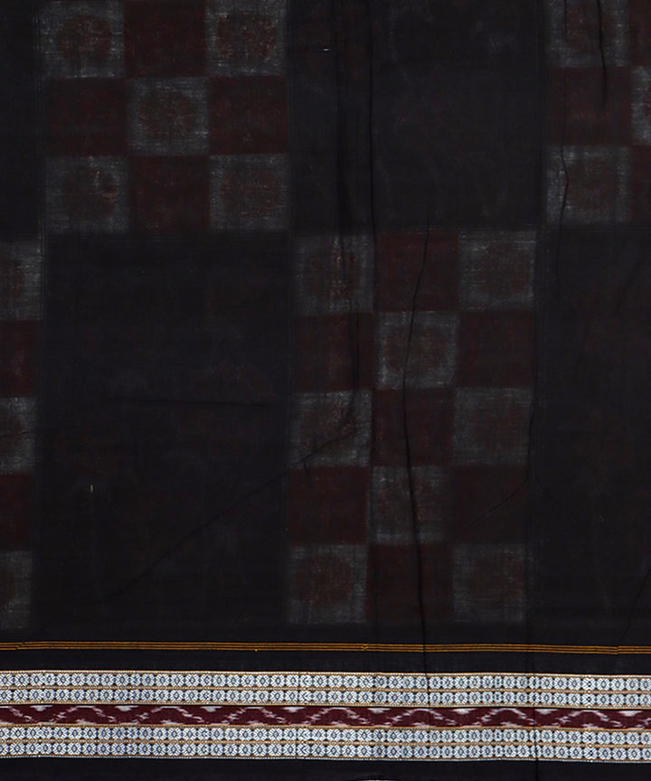 Black white red cotton handwoven sambalpuri saree