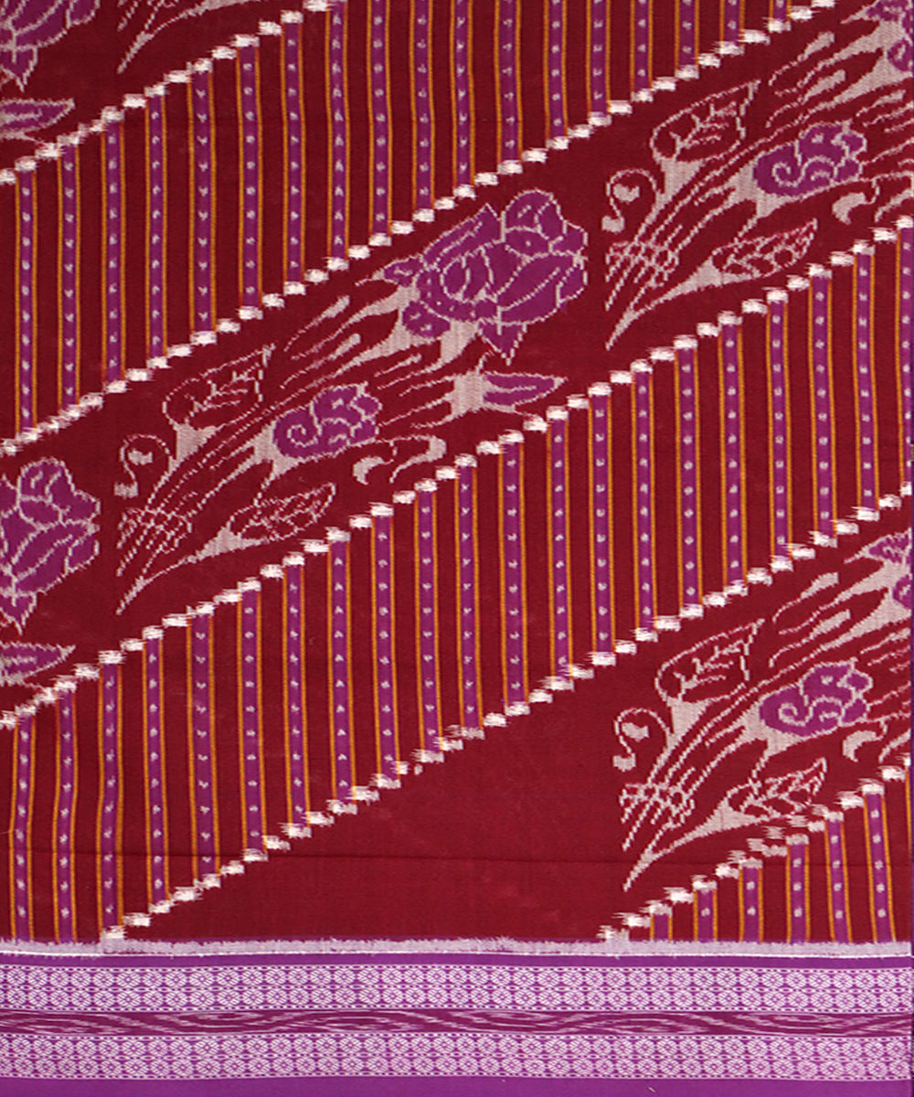 Maroon deep lilac cotton handwoven sambalpuri saree