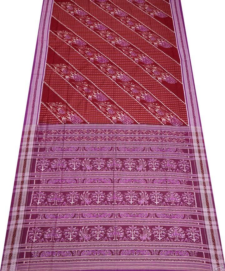 Maroon deep lilac cotton handwoven sambalpuri saree