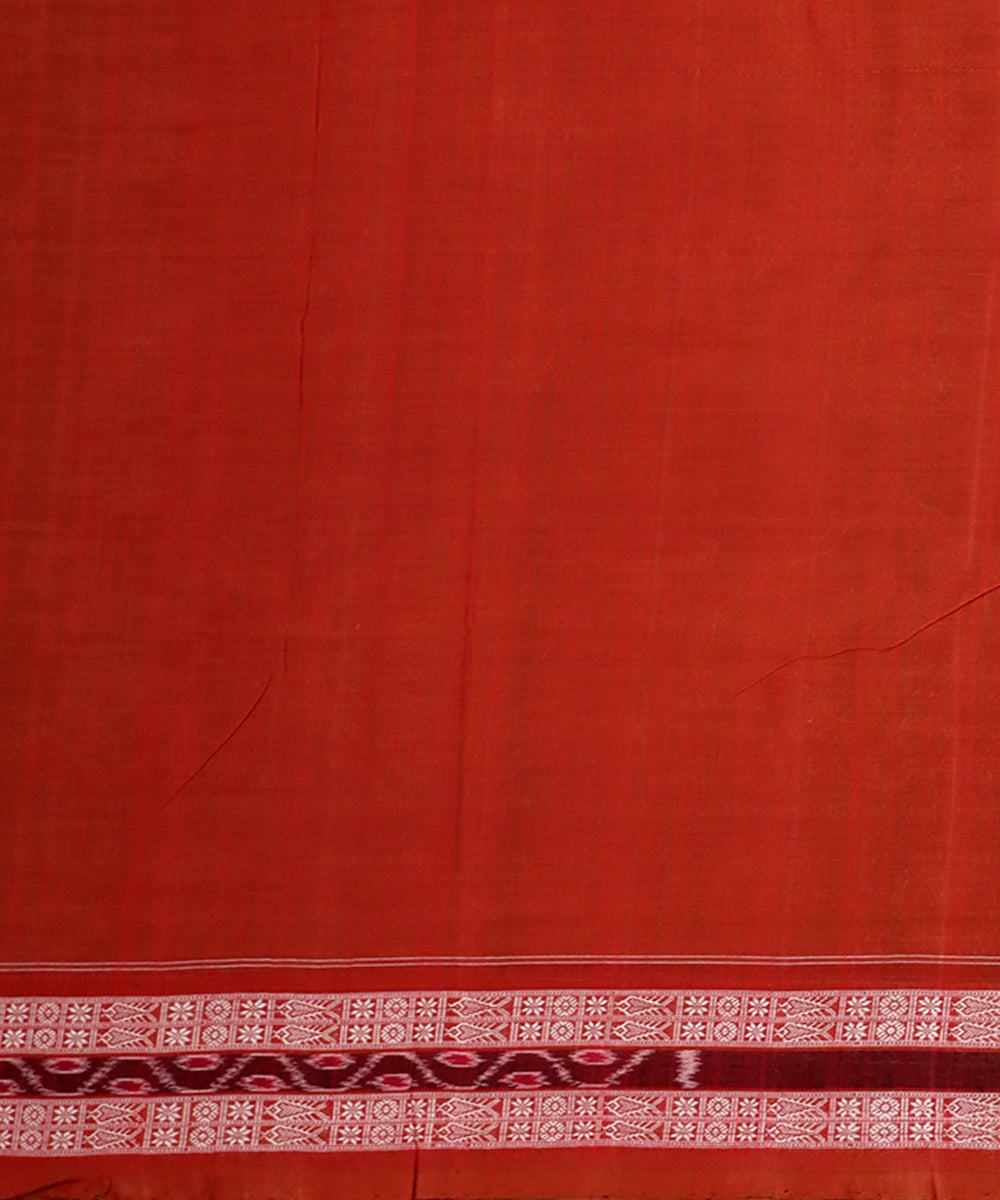 French puce flame cotton handwoven sambalpuri saree