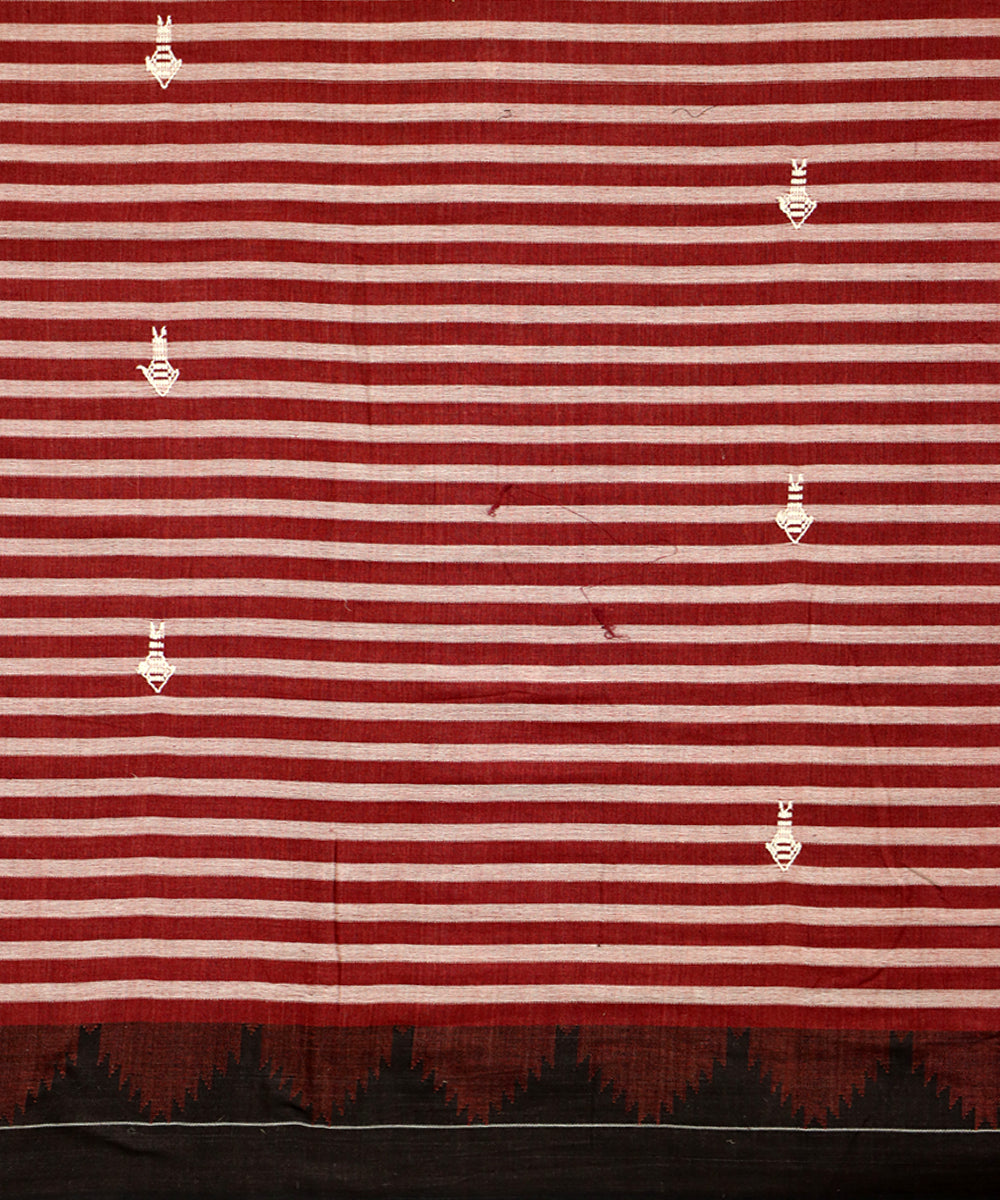 Brown dark sienna cotton handwoven kotpad saree