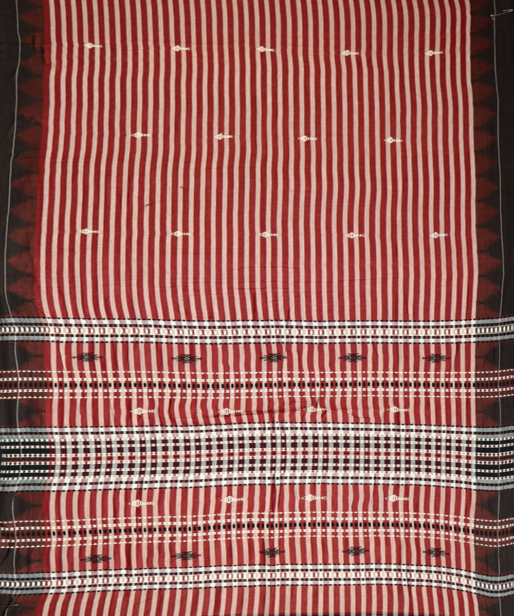 Brown dark sienna cotton handwoven kotpad saree